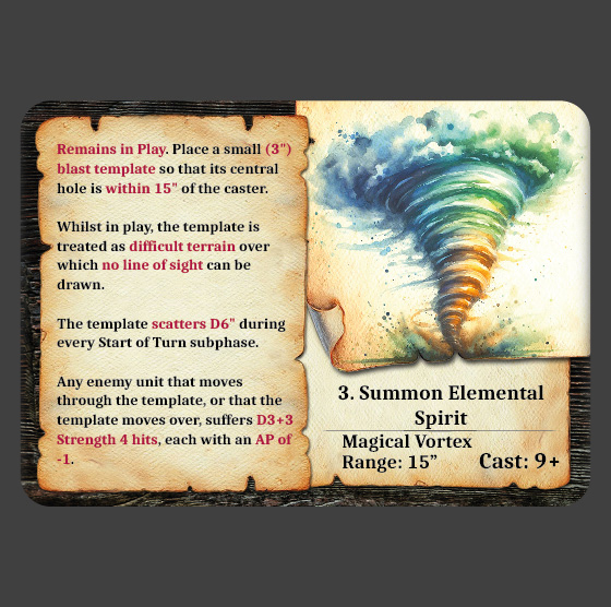 Elementalism 3. summon elemental spirit